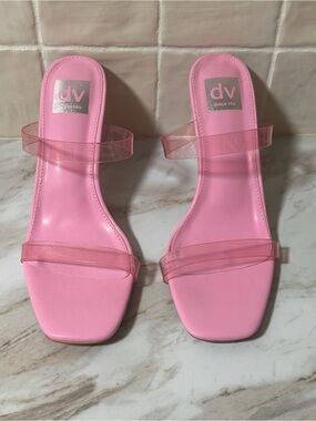Dolce Vita Pink Slide Sandals with Clear Straps